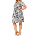 thumbnail image 4 of GRACE & GRANDEUR Robe Midi d'Été Plissée à Fleurs à Manches Courtes à Col Rond pour Femme Grande Taille2X Noir, 4 of 7