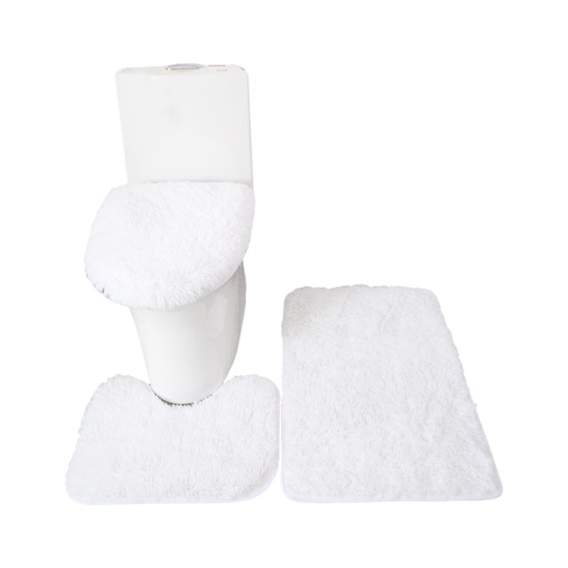 Mistaha 3PCS Bath Mat Toilet Lid Cover U-Shaped Rug Non Slip Soft Floor Rug Water Absorbent Solid Door Mat Bathroom Rug Carpet Seat Cover Rug Set