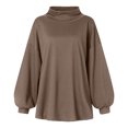 thumbnail image 3 of Timegard Hauts Grande Taille pour Femmes Col Haut Épaules Tombantes Manches Longues Confortables Chandail-Over Mode Automne, 3 of 5