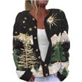 thumbnail image 2 of Jsaierl Womens Christmas Cardigan Sweaters Plus Size Dressy Long Sleeve Cute Printed Open Front Button Knit Outwear, 2 of 3