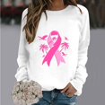 thumbnail image 2 of QATAINLAV Chandail de Sensibilisation au Cancer du Sein Femmes Chemises Ruban Rose Décontracté Col Rond Chandail à Enfiler Hauts Extérieur Blouse à Manches Longues Offre à Durée Limitée Blanc m, 2 of 5
