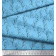 thumbnail image 3 of Soimoi Blue Rayon Fabric Pear Leaves Print Sewing Fabric Yard 42 Inch Wide, 3 of 3
