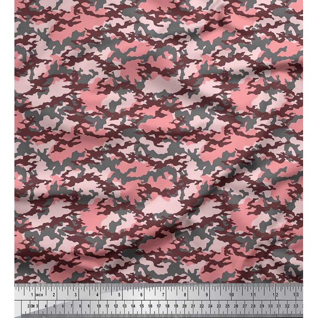 Soimoi Poly Georgette Fabric Two Tone Camouflage Print Fabric by the Yard 42 Inch Wide