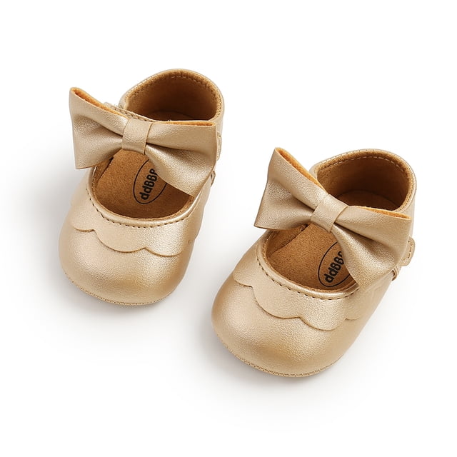 Fortune Newborn Girl Princess Shoes First Walker BowKnot Solid Soft Sole Shoes