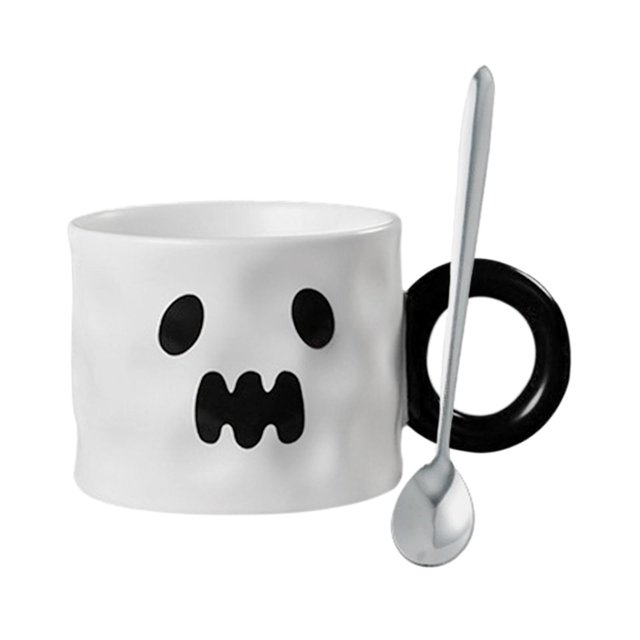 Ceramic Coffee Mug, Holiday Coffee Mug, Milk Juice Mug, Gift Mug, Pumpkin, Cat, white