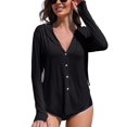 thumbnail image 1 of Charmo Women's Hooded UPF 50+ Rash Guard Long Sleeve UV Protection Zipper Swimwear Shirts with Pockets, 1 of 7