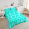 thumbnail image 4 of Erosebridal Bohemian Aztec Bedding Queen Comforter Set, Tribal Geometric Pattern Down Comforter, Cyan Blue, Reversible 3 Pieces, 4 of 8