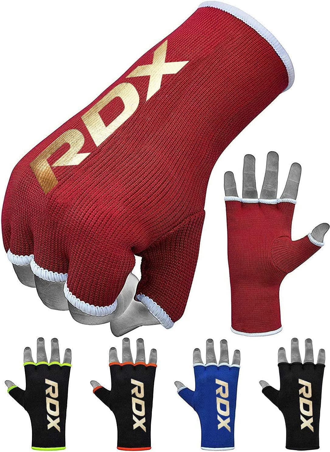 RDX , Gants Intérieurs Enveloppants pour les Mains, Pansements Élastiqués à Demi-Doigt, Rouge, P