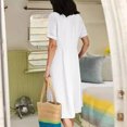 thumbnail image 4 of Robes d'Été pour Femmes 2023 Maxi Mode Femmes Été Décontracté Col en V Uni Manches Courtes Bouton Poche Robe en Coton et Lin Robe d'Allaitement en Liquidation, 4 of 9
