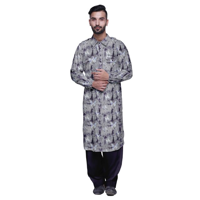 Atasi Kurta Pathani pour Hommes à Col Classique à Manches Longues Salwar Ensemble de Kurta de Mariage