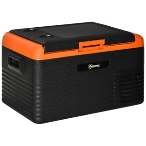 Outsunny 32 Réfrigérateur de voiture Quart, Congélateur portable, Boîte de refroidissement électrique avec 12/24V DC et 100-240V AC pour Camping, Conduite, Picnic