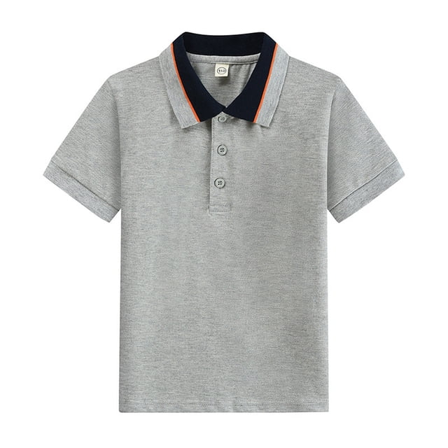 Chemises Garçons Été Manches Courtes Classique Tunique Polo Gris 12-13 Ans