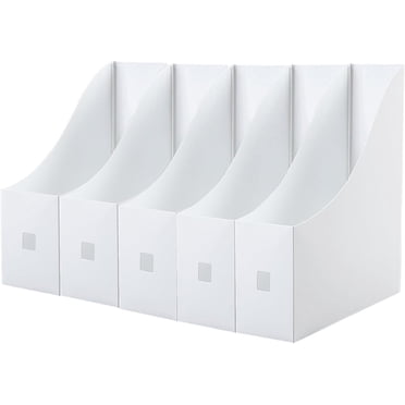 5 Pieces Plastic Magazine Rack, Magazine Holder Storage, White Plastic Magazine Holder, Foldable File Folder, for Office, Archiving and Storage
