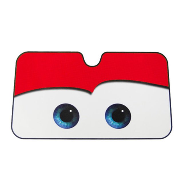 Cartoon Eyes Front Auto Vehicle Accordion Sunshade, Car Windshield Sun Visor