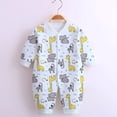 thumbnail image 2 of Fall/Winter Clothes, HVOBBTY Kid's Fashion Long Sleeve Soft Romper, Child Printing Born Button-Neck Long Sleeved Long Rompers Blue 73, 2 of 4