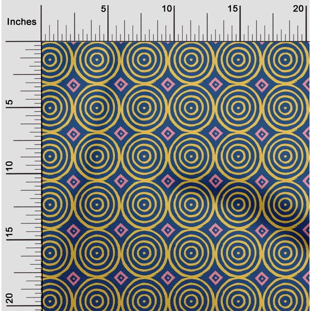 oneOone Cotton Poplin Fabric Diamond & Circle Block Print Fabric By Yard 56 Inch Wide