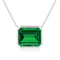 thumbnail image 1 of Angara Lab Grown Emerald Necklace - Bezel-Set Emerald-Cut Emerald Pendant in Platinum for Women, 1 of 8