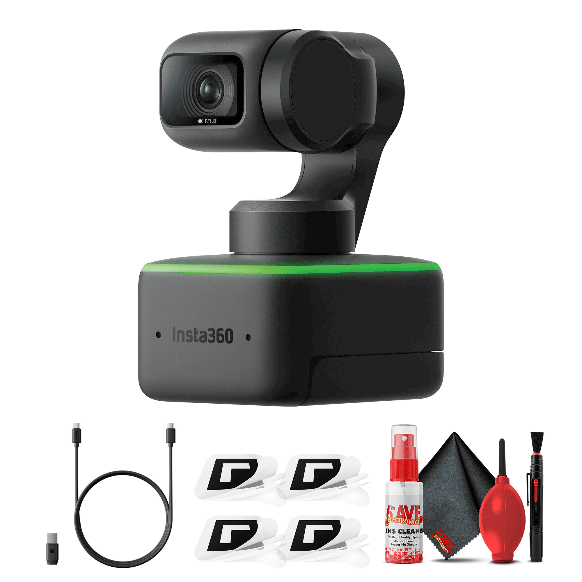 Insta360 Caméra Web Link UHD 4K AI avec Trépied de Table et Trousse de Nettoyage 6Ave