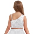 thumbnail image 4 of iixpin Girls Off Shoulder Tops Kids Sparkle Glitter Spaghetti Straps Pageant Crop Tank Top White 12, 4 of 6