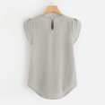 thumbnail image 3 of Chemise Décontractée pour Femme en Chiffon Uni à Manches Courtes et Col Rond, Blouse à Manches Courtes (Gris, 3TG), 3 of 6