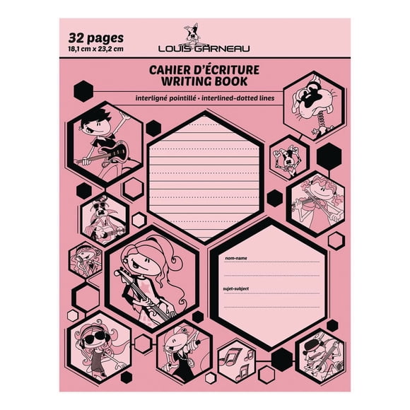Louis Garneau cahier interligné/point. Rose