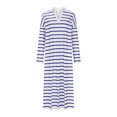 thumbnail image 3 of NJDVHB Robes d'Hiver pour Femmes, Robes Chandail Femmes, Robes de Vacances pour Femmes, Robe à Rayures pour Dames à Manches Longues Col à Revers Fente Latérale Décontractée de Plage Maxi, Bleu, TTG, 3 of 4