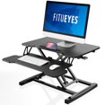 thumbnail image 5 of FITUEYES Height Adjustable Standing Desk with Smart Phone Holder Slot & Large Keyboard Tray for Laptop Computer Used in Home Office, 5 of 5