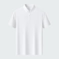 thumbnail image 2 of Txeol Offre à Durée Limitée Polo à Manches Courtes pour Homme Couleur Unie Col à Revers T-Shirt Décontracté Bouton Col Rond Chandail à Enfiler Hauts, Blanc, m, 2 of 7