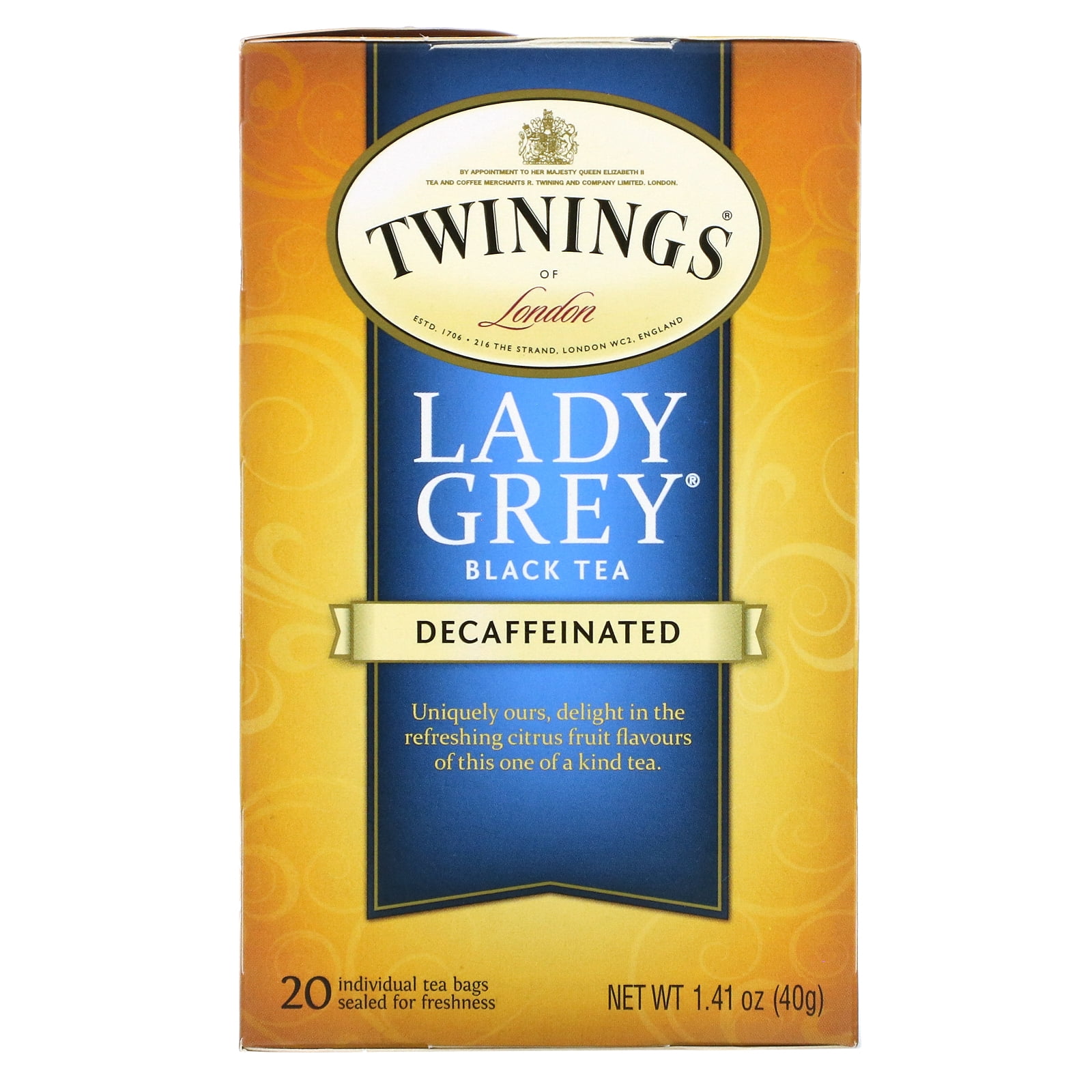 Twinings Tea Lady Grey Tea, Decaf, 20 ct