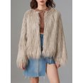 thumbnail image 3 of FOCUSNORM Women Faux Fur Coat Solid Color Open Front Long Sleeve Plus Size Jacket Warm Winter Outwear, 3 of 9