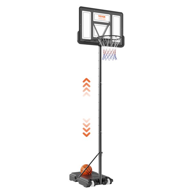 VEVOR Panier de Basketball, Système de Panneau Arrière Portable à Hauteur Réglable de 4 à 10 Pi, Panier de Basketball de 44 Pouces et But, Ensemble de Basketball pour Enfants et Adultes avec Roues, Support et Base Remplissable, pour Extérieur/intérieur