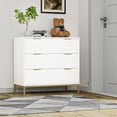 thumbnail image 1 of Eumyviv Chest of Drawers with Gold Handles Mid Century Modern 3-Drawer Storage Dresser for Bedroom Living Room, White H0074, 1 of 9