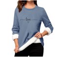 thumbnail image 2 of Heisall Chemises de Base pour Femmes Automne Hiver Imprimé Floral Col Rond Manches Longues Épaissies Polaire Teddy Shearling Chaud Ajusté Hauts Thermiques pour Usage Quotidien par Temps Froid, 2 of 3