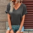 thumbnail image 2 of Timegard Tops for Women V Neck Short Sleeve Button Comfy Summer Casual Loose Tops Tee Solid Color, 2 of 6