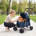 thumbnail image 4 of Gymax Pet Stroller for Small Medium Dogs w/Swivel Front Wheels & One-Step Rear Brake Navy, 4 of 10