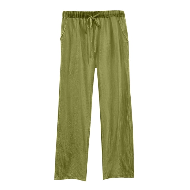 Plebaso Pantalon Grand pour Femmes avec Cordon de Serrage, Pantalon Décontracté Uni, Léger pour l'Été, Plage, avec Poches