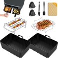 thumbnail image 1 of Air Fryer Accessories for Ninja Dual Air Fryer, Silicone Air Fryer Liners & Air Fryer Rack for Ninja Foodi DZ201 DZ401 DZ550 8-10QT, Include Tong, Paper Liner, Oil Brush, Suitable for Oven Microwave, 1 of 7