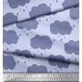 thumbnail image 3 of Soimoi Blue Poly Georgette Fabric Rainy Cloud Nature Fabric Prints By Yard 52 Inch Wide, 3 of 3