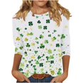 thumbnail image 5 of Mceream T-Shirt de la Saint-Patrick à Manches 3/4 pour Femme, Blouses à Col Rond, Décontracté, Vacances, Trèfle Irlandais, T-Shirts Graphiques, Tunique d'Été Amusante, Hauts de Festival, Grande Taille, Vert G, 5 of 5