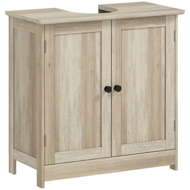 HOMCOM 24" Bathroom Vanity, Pedestal Sink Storage Cabinet w/ 2 Doors, Shelf