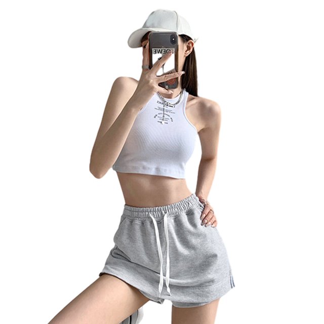 thinsony Jupe-Short pour Femmes Robe Unie Décontractée à Cordon Mini Ligne A Mode Taille Haute Été Style Coréen pour le Sport Gris P