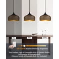 thumbnail image 3 of ELYONA Modern Pendant Light Walnut Wooden Pattern Dome Pendant Light Fixture Matte Black Metal Gold Inner Finish Adjustable Hanging Lighting for Kitchen Island Dining Room Office, 3 of 8