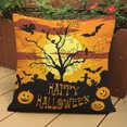thumbnail image 4 of Langgg Happy Halloween Square Decorative Throw Pillow Case Cushion Cover Bat Pumpkin Moon 45x45cm, 4 of 5