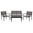 thumbnail image 3 of CorLiving Everett 4-Piece Weather Resistant Steel Frame Outdoor Conversation Set with Mesh Seats, Chairs, Loveseat, and Coffee Table, Grey, 3 of 9