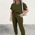 thumbnail image 3 of Ensemble Deux Pièces pour Femmes, Chandail à Manches Courtes avec Cordon, Pantalon Long, Survêtement, Ensemble Jogger, 3 of 6