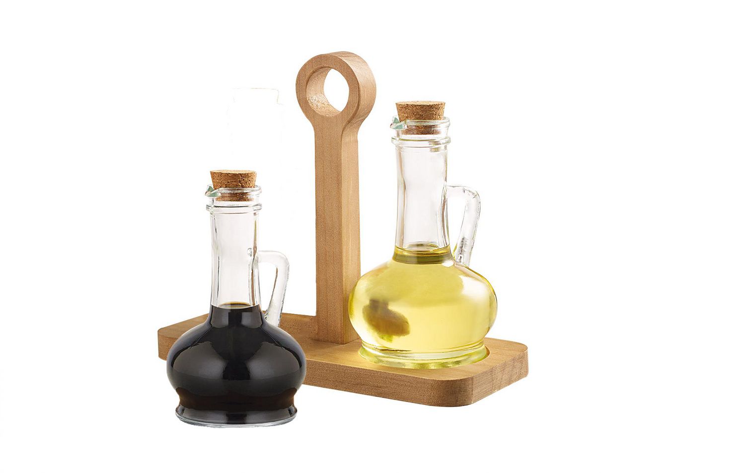 2PC Oil & Vinegar Set With Wood Tray