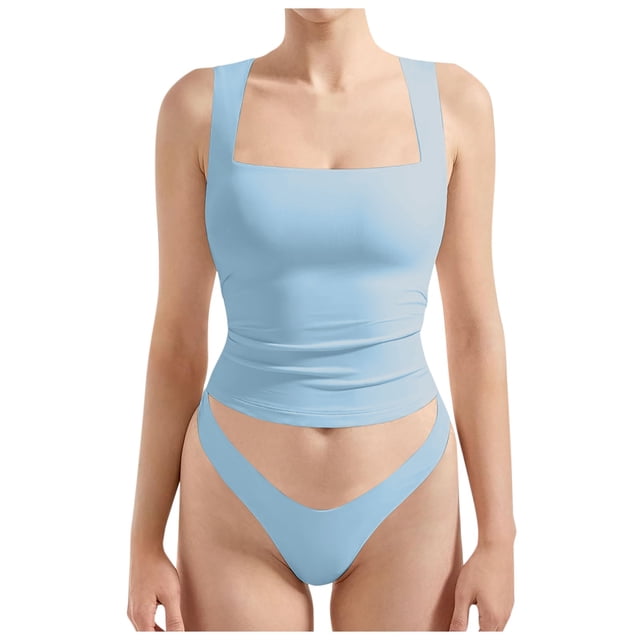 Lixiuxyad Basic Tank Tops Women Sexy Square Neck Tank Top Summer Going Out Basic Shirt