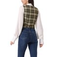 thumbnail image 3 of INSPIRE CHIC Veste Sans Manches à Carreaux Extensible Asymétrique pour Femme, Col en V, Taille Froncée, Boutonnée, Kaki Pâle, m, 3 of 5