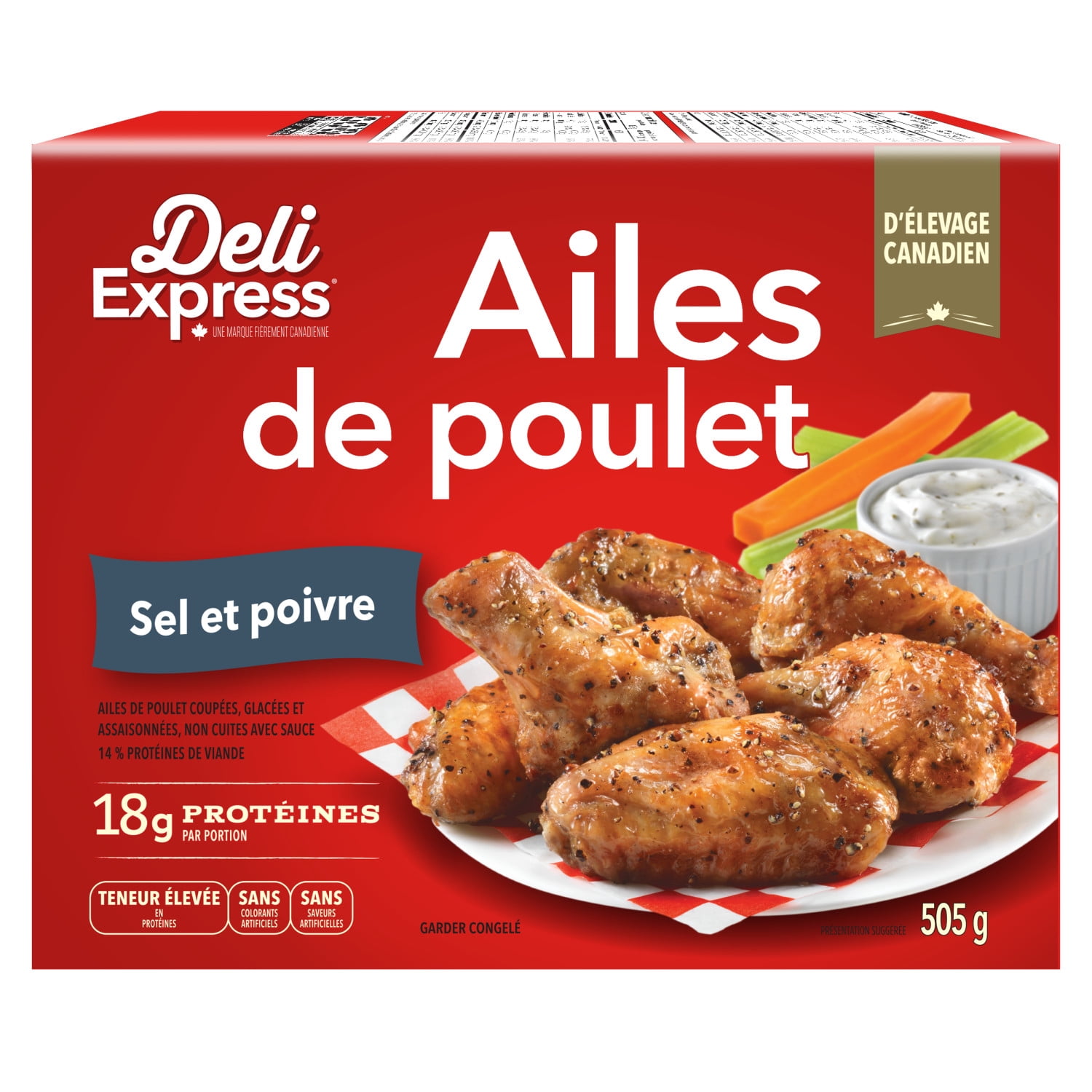 Ailes de poulet au sel et au poivre Deli Express 505 g