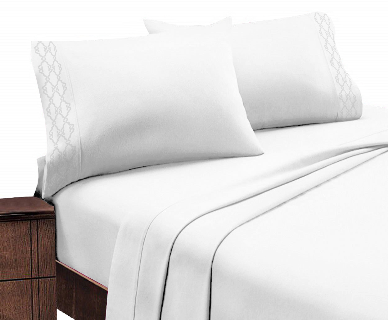 Hotel Luxurious, 1800 Series Super Soft Embroidery 4 PC Sheet Set (King White)